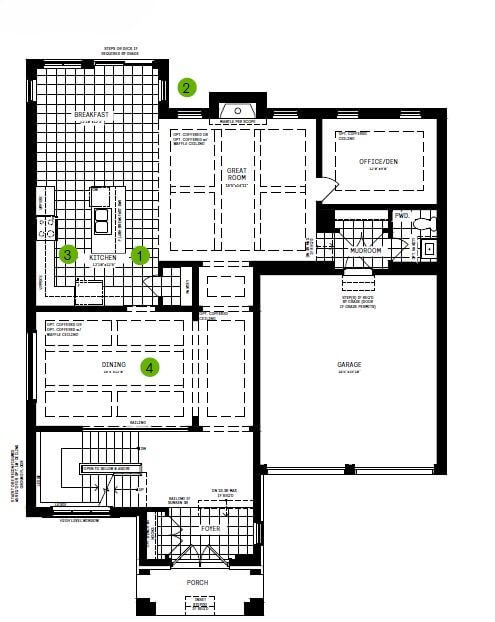#005 4-Bedroom Modern Home Plan with Flex Room, Office & Breakfast